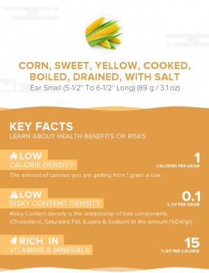 Corn, sweet, yellow, cooked, boiled, drained, with salt
