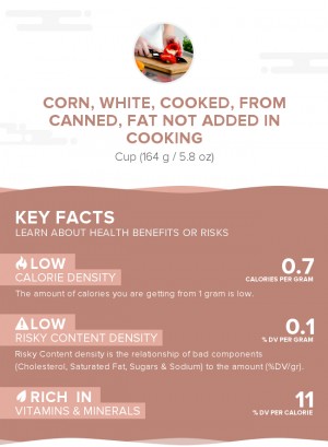 Corn, white, cooked, from canned, fat not added in cooking