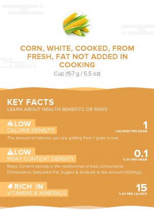 Corn, white, cooked, from fresh, fat not added in cooking