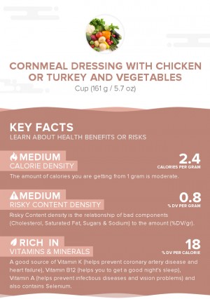 Cornmeal dressing with chicken or turkey and vegetables