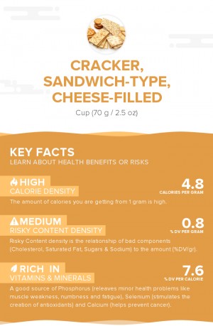 Cracker, sandwich-type, cheese-filled