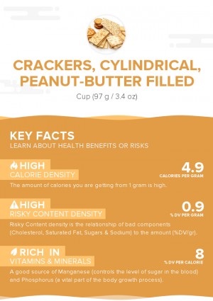 Crackers, cylindrical, peanut-butter filled