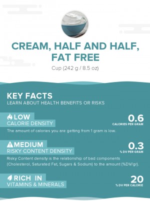 Cream, half and half, fat free