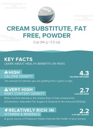 Cream substitute, fat free, powder