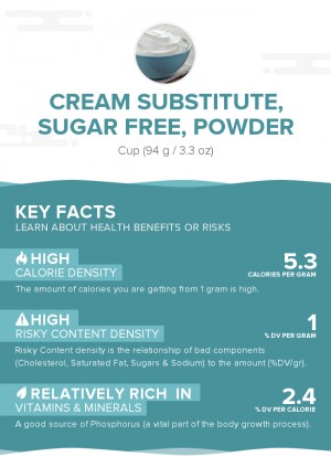 Cream substitute, sugar free, powder