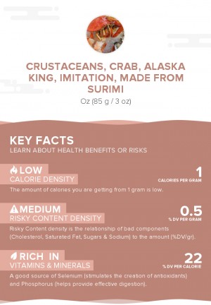 Crustaceans, crab, alaska king, imitation, made from surimi