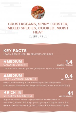 Crustaceans, spiny lobster, mixed species, cooked, moist heat