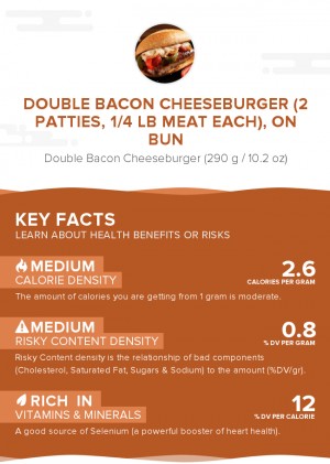 Double bacon cheeseburger (2 patties, 1/4 lb meat each), on bun