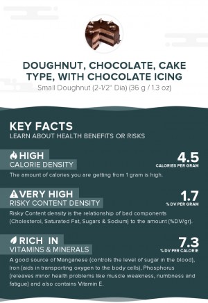 Doughnut, chocolate, cake type, with chocolate icing