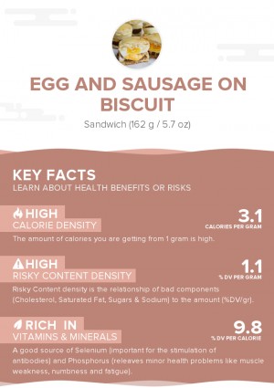 Egg and sausage on biscuit