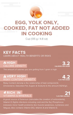 Egg, yolk only, cooked, fat not added in cooking