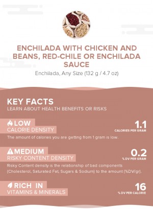 Enchilada with chicken and beans, red-chile or enchilada sauce