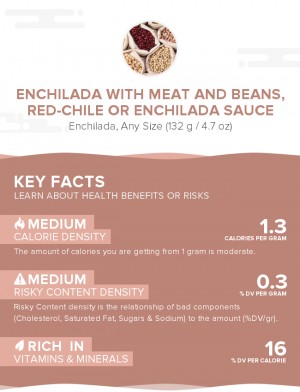 Enchilada with meat and beans, red-chile or enchilada sauce