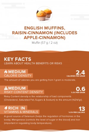 English muffins, raisin-cinnamon (includes apple-cinnamon)