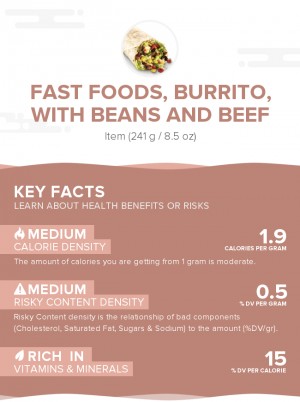 Fast foods, burrito, with beans and beef