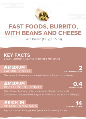 Fast foods, burrito, with beans and cheese