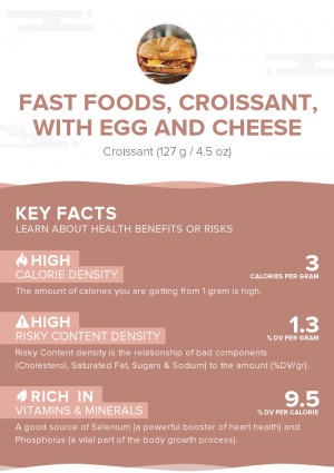 Fast foods, croissant, with egg and cheese