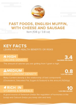 Fast foods, english muffin, with cheese and sausage