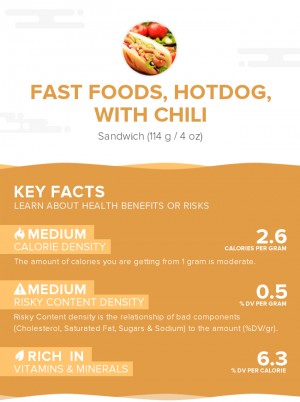 Fast foods, hotdog, with chili
