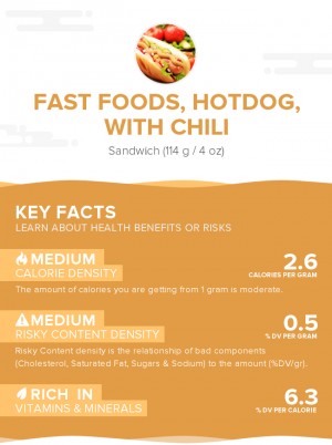 Fast foods, hotdog, with chili