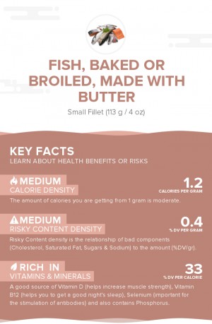 Fish, baked or broiled, made with butter