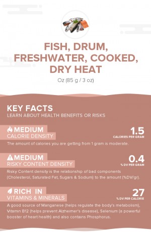 Fish, drum, freshwater, cooked, dry heat