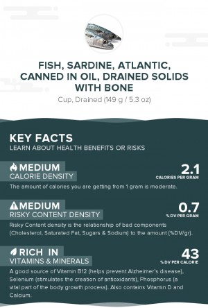 Fish, sardine, Atlantic, canned in oil, drained solids with bone