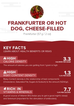Frankfurter or hot dog, cheese-filled