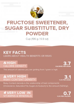 Fructose sweetener, sugar substitute, dry powder