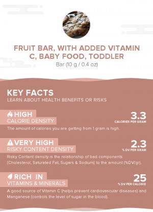 Fruit bar, with added vitamin C, baby food, toddler