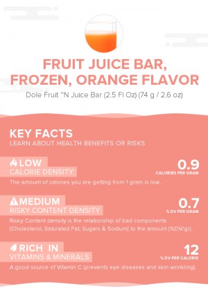 Fruit juice bar, frozen, orange flavor