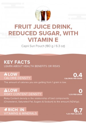 Fruit juice drink, reduced sugar, with vitamin E