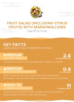 Fruit salad (including citrus fruits) with marshmallows