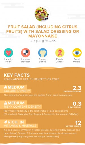 Fruit salad (including citrus fruits) with salad dressing or mayonnaise