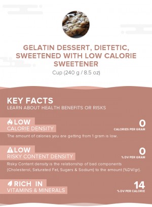Gelatin dessert, dietetic, sweetened with low calorie sweetener