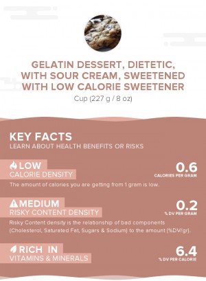 Gelatin dessert, dietetic, with sour cream, sweetened with low calorie sweetener