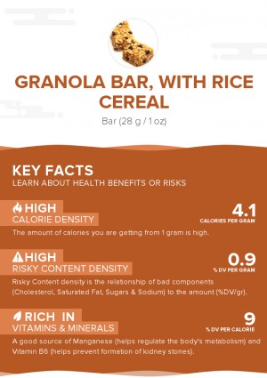 Granola bar, with rice cereal