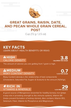 Great Grains, Raisin, Date, and Pecan Whole Grain Cereal, Post
