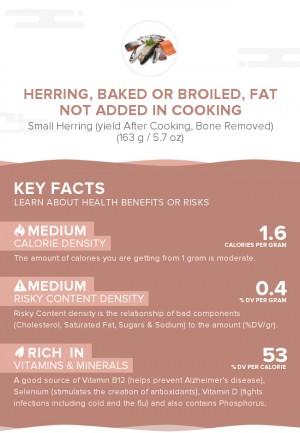 Herring, baked or broiled, fat not added in cooking