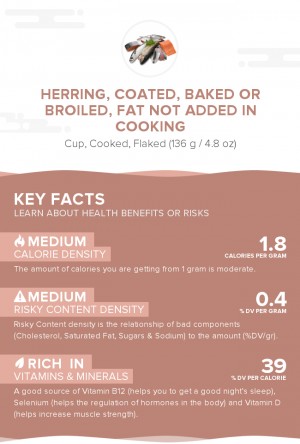 Herring, coated, baked or broiled, fat not added in cooking