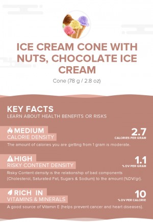 Ice cream cone with nuts, chocolate ice cream