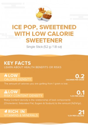 Ice pop, sweetened with low calorie sweetener