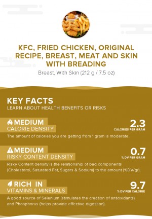 KFC, Fried Chicken, ORIGINAL RECIPE, Breast, meat and skin with breading