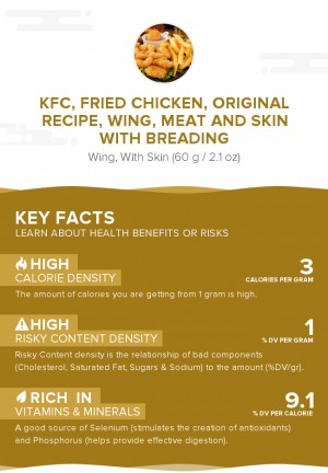 KFC, Fried Chicken, ORIGINAL RECIPE, Wing, meat and skin with breading