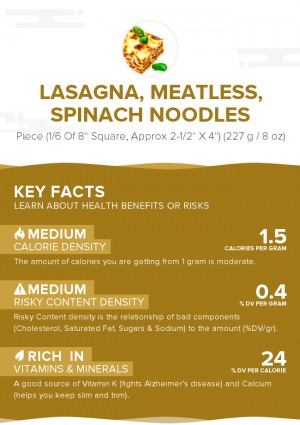 Lasagna, meatless, spinach noodles