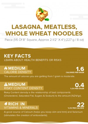 Lasagna, meatless, whole wheat noodles