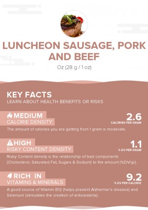 Luncheon sausage, pork and beef