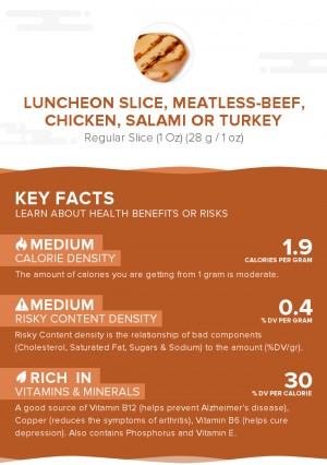 Luncheon slice, meatless-beef, chicken, salami or turkey