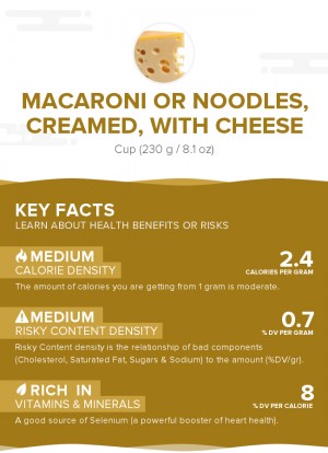 Macaroni or noodles, creamed, with cheese