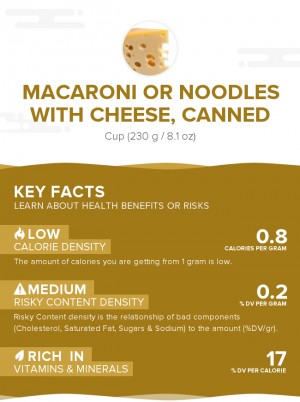 Macaroni or noodles with cheese, canned